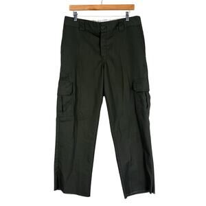 Dickies Cargo Pants Mens 34x27 Green Straight Leg Raw Hem Utility Streetwear